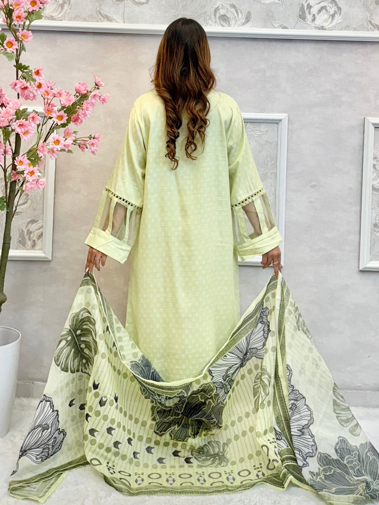 Pastel Green Rayon Designer Kurta Set with Cotton Dupatta