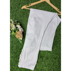 Cotton Lycra Stretchable Pants with Chikankari and Side Cut Pattern