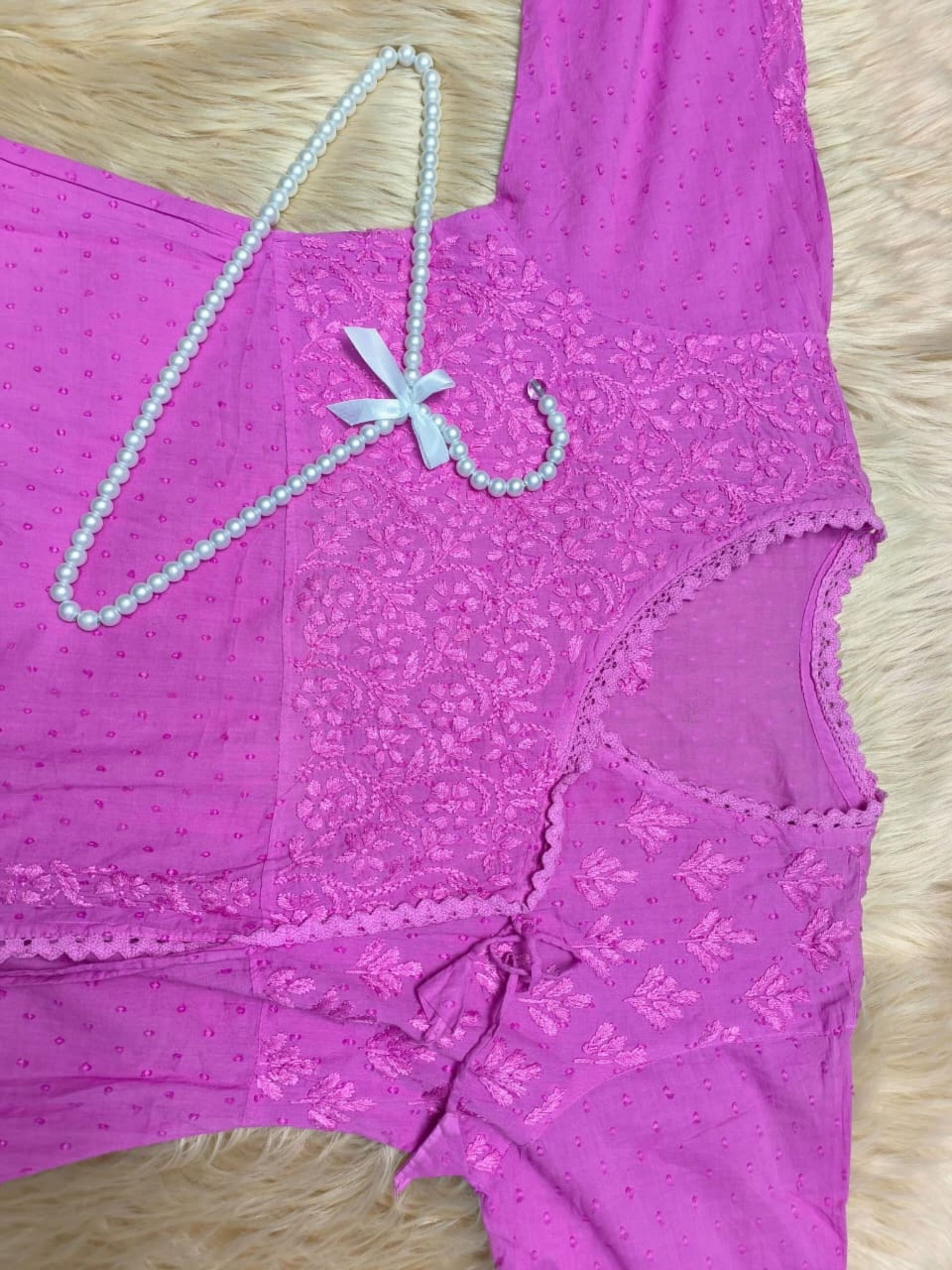 Lavender dobby cotton chikankari angrakha kurta with hand embroidery, premium quality
